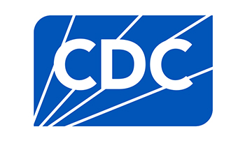 A blue and white logo for the centers for disease control.